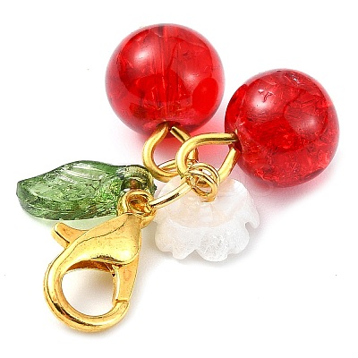8Pcs 8 Colors Cherry Glass Pendant Decorations HJEW-JM02716-1