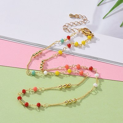 Faceted Glass Beaded Necklaces NJEW-JN03278-1