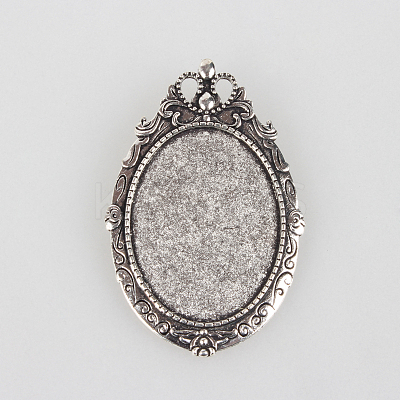 Vintage Tibetan Style Alloy Brooch Cabochon Settings X-PALLOY-N0085-35AS-1