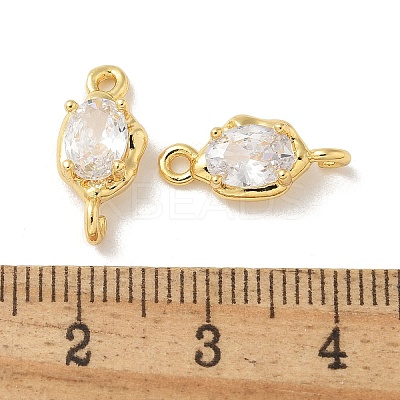 Brass Clear Cubic Zirconia Connector Charms KK-R210-15G-1
