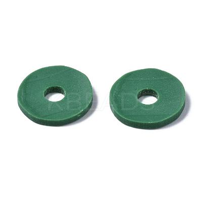 Flat Round Handmade Polymer Clay Beads CLAY-R067-12mm-46-1