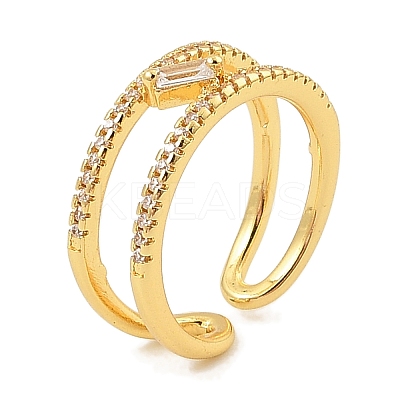 Brass Micro Pave Cubic Zirconia Cuff Rings for Women RJEW-S392-22G-1