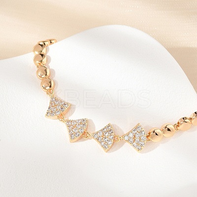Brass Micro Pave Cubic Zirconia Link Chain Bracelets KK-R217-39G-1