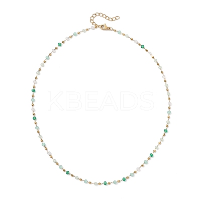 Handmade Faceted Rondelle Glass Beaded Link Chain Necklaces NJEW-JN05744-01-1