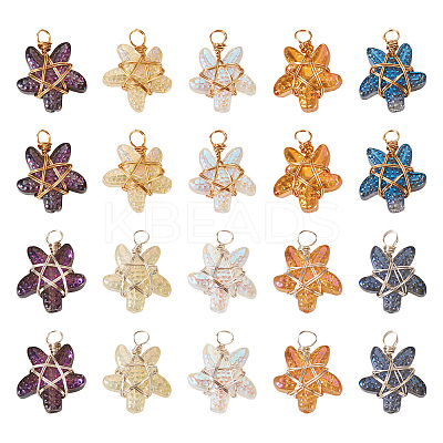 20Pcs 10 Colors Glass Pendant PALLOY-TAC0109-1