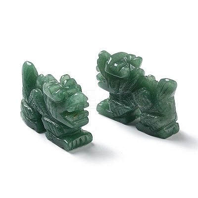Natural Green Aventurine Carved Healing Dragon Figurines DJEW-F025-02D-1