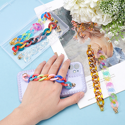 Acrylic Curb Chain for DIY Keychains HJEW-PH0001-28-1