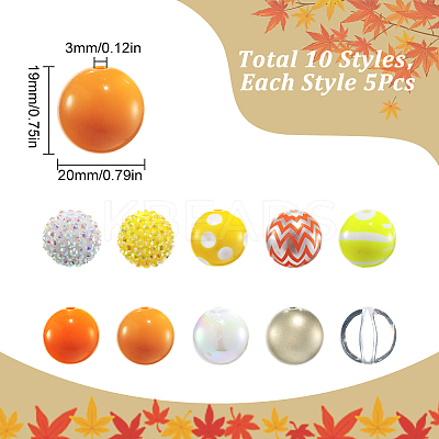 50Pcs 10 Style Thanksgiving Day Theme Acrylic Beads SACR-SC0001-21-1
