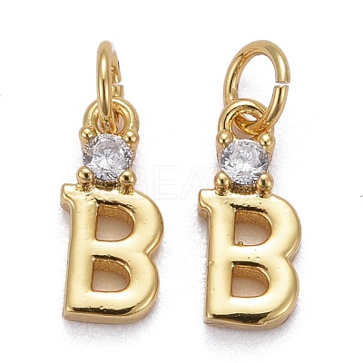 Brass Micro Pave Clear Cubic Zirconia Pendants ZIRC-Z011-35B-1