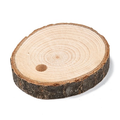 Flat Round Wood Big Pendant Decorations WOOD-F010-01-1