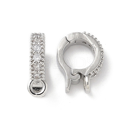 Brass Clear Cubic Zirconia Fold Over Clasps KK-A236-14P-1