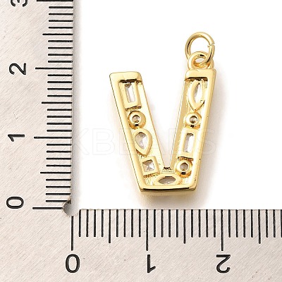 Brass Micro Pave Clear Cubic Zirconia Pendants KK-G521-01G-V-1