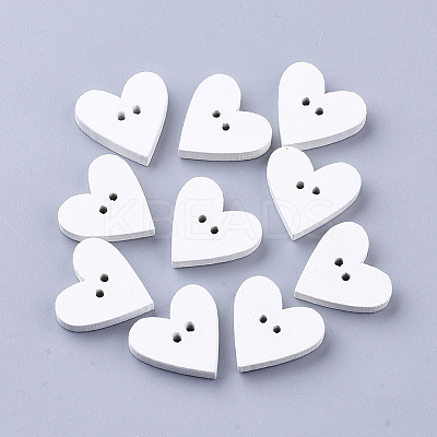 2-Hole Spray Painted Wooden Buttons X-BUTT-T007-019-1