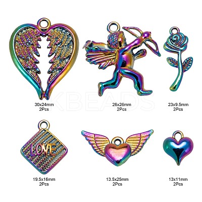 12Pcs 6 Style Alloy Pendants FIND-LS0001-36MC-1