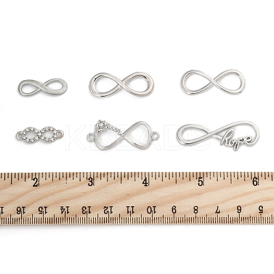 30Pcs 6 Styles Tibetan Style Alloy Infinity with Hope Connector Charms TIBE-FS0003-26-1