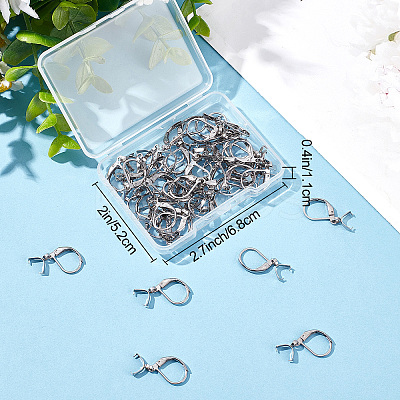 50Pcs 304 Stainless Steel Leverback Earring Findings with Pendant Bails STAS-BBC0001-52P-1