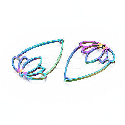 Rainbow Color 201 Stainless Steel Connector Charms STAS-N098-043M-1