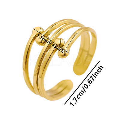 Geometric Minimalist Hollow 304 Stainless Steel Cuff Rings YN6074-2-1
