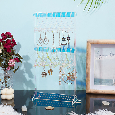 1 Set 3-Tier Coat Hanger Acrylic Earring Display Holder AJEW-OC0005-21-1