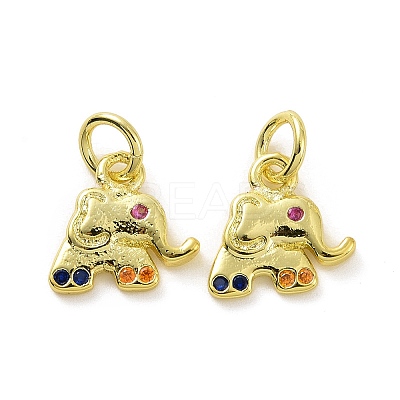 Brass Micro Pave Colorful Cubic Zirconia Charms KK-E068-VF107-1