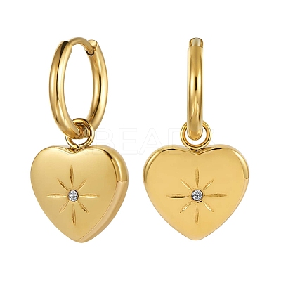Stainless Steel Heart with Sun Dangle Hoop Earrings for Women JE921A-1