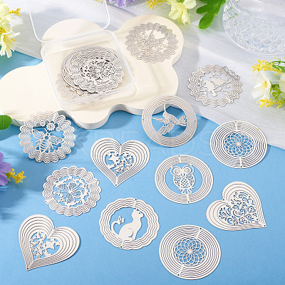 20Pcs 10 Styles 201 Stainless Steel Laser Cut Connector Charms STAS-TA0003-38-1