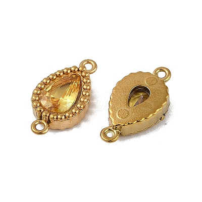 Ion Plating(IP) 304 Stainless Steel Cubic Zirconia Teardrop Links Connector Charms STAS-K256-23G-09-1