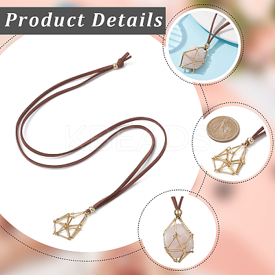 6Pcs 2 Styles Brass Bar Link Chains Macrame Pouch Empty Stone Holder for Pendant Necklace Making MAK-SC0001-40-1