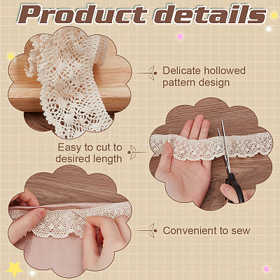 5 Yards Cotton Flower Lace Ribbon OCOR-FG0002-54-1