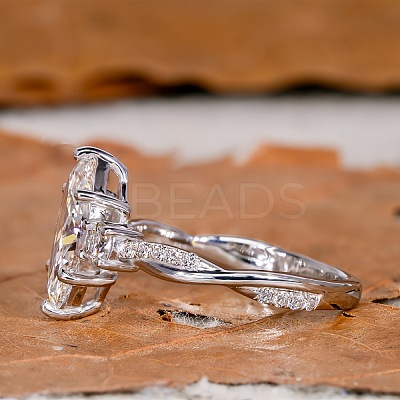 Brass Micro Pave Clear Cubic Zirconia Finger Rings FS-WG5249E-05-1