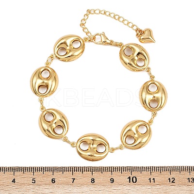 304 Stainless Steel Coffee Bean Link Chain Bracelets X-BJEW-D359-14B-G-1