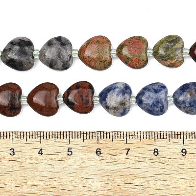 Gradient Color Natural Labradorite & Mahogany Obsidian & Blue Spot Jasper & Unakite Beads Strands G-B185-A14-1