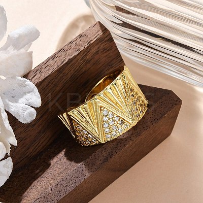 Brass Micro Pave Clear Cubic Zirconia Cuff Rings for Women RJEW-Q009-08G-1