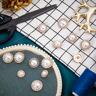 24Pcs 4 Styles 1-Hole Alloy Rhinestone Shank Buttons BUTT-NB0001-73-1