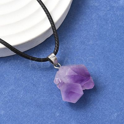 Natural Amethyst Pendant Necklaces X-NJEW-E146-01-1