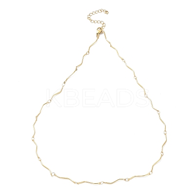Ion Plating(IP) 304 Stainless Steel Twist Bar Link Chain Necklace X-NJEW-K249-11G-1