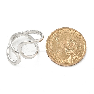 304 Stainless Steel Open Cuff Ring for Women X-RJEW-M025-02P-1