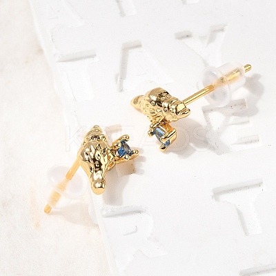Brass Stud Earrings EJEW-C158-11B-G-1