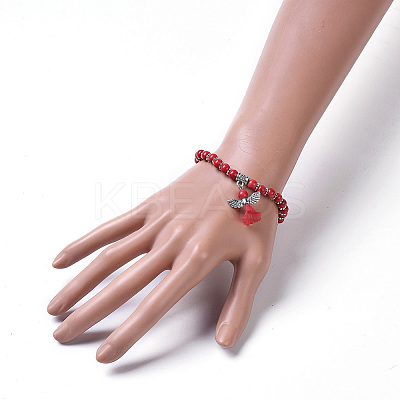 Dyed Synthetic Turquoise Beads Stretch Bracelets BJEW-JB04222-04-1