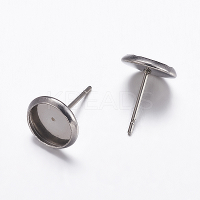 Non-Tarnish 304 Stainless Steel Stud Earrings Findings X-STAS-K146-019-6mm-1