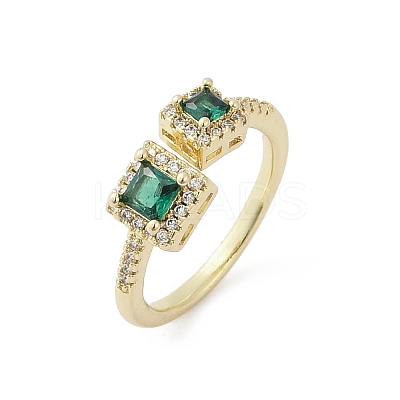Brass Micro Pave Cubic Zirconia Cuff Rings RJEW-S400-17B-G-1