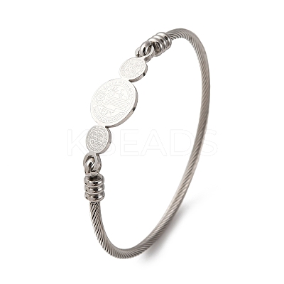 Religion 304 Stainless Steel Bangles for Women LS-BJEW-K280-01P-1
