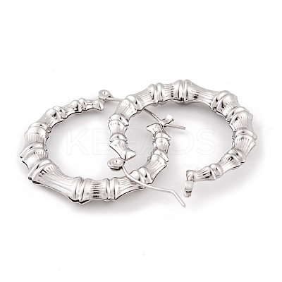 Non-Tarnish Bamboo Joint 304 Stainless Steel Hoop Earrings for Women EJEW-G388-01P-1