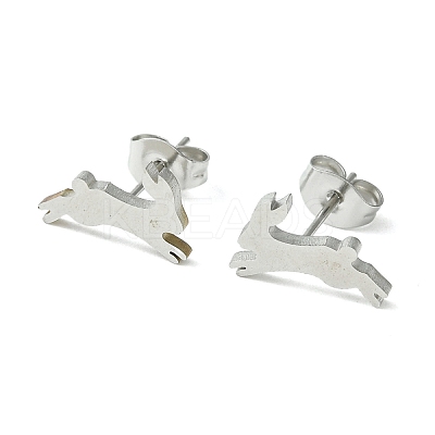 Non-Tarnish Cute Little Animal Theme 304 Stainless Steel Stud Earrings EJEW-B041-02F-P-1