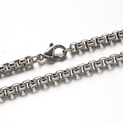 Tarnish Resistant 304 Stainless Steel Box Chain Necklaces NJEW-H421-1-1