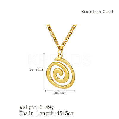 Stylish 304 Stainless Steel Spiral Pendant Necklaces for Women YF9522-2-1