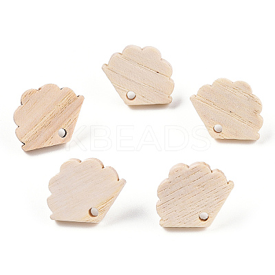 Ash Wood Stud Earring Findings EJEW-N017-011P-1