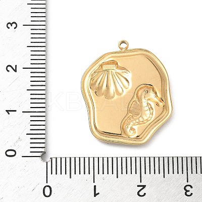 304 Stainless Steel Epoxy Resin with Natural Shell and Sequins Inside Pendants STAS-L026-17G-N03-1