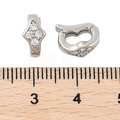 Brass Micro Pave Clear Cubic Zirconia Fold Over Clasps KK-U056-10P-1