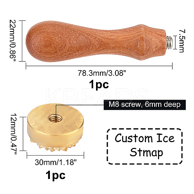 1Pc Golden Tone Brass Stamp Head DIY-OC0012-38-1